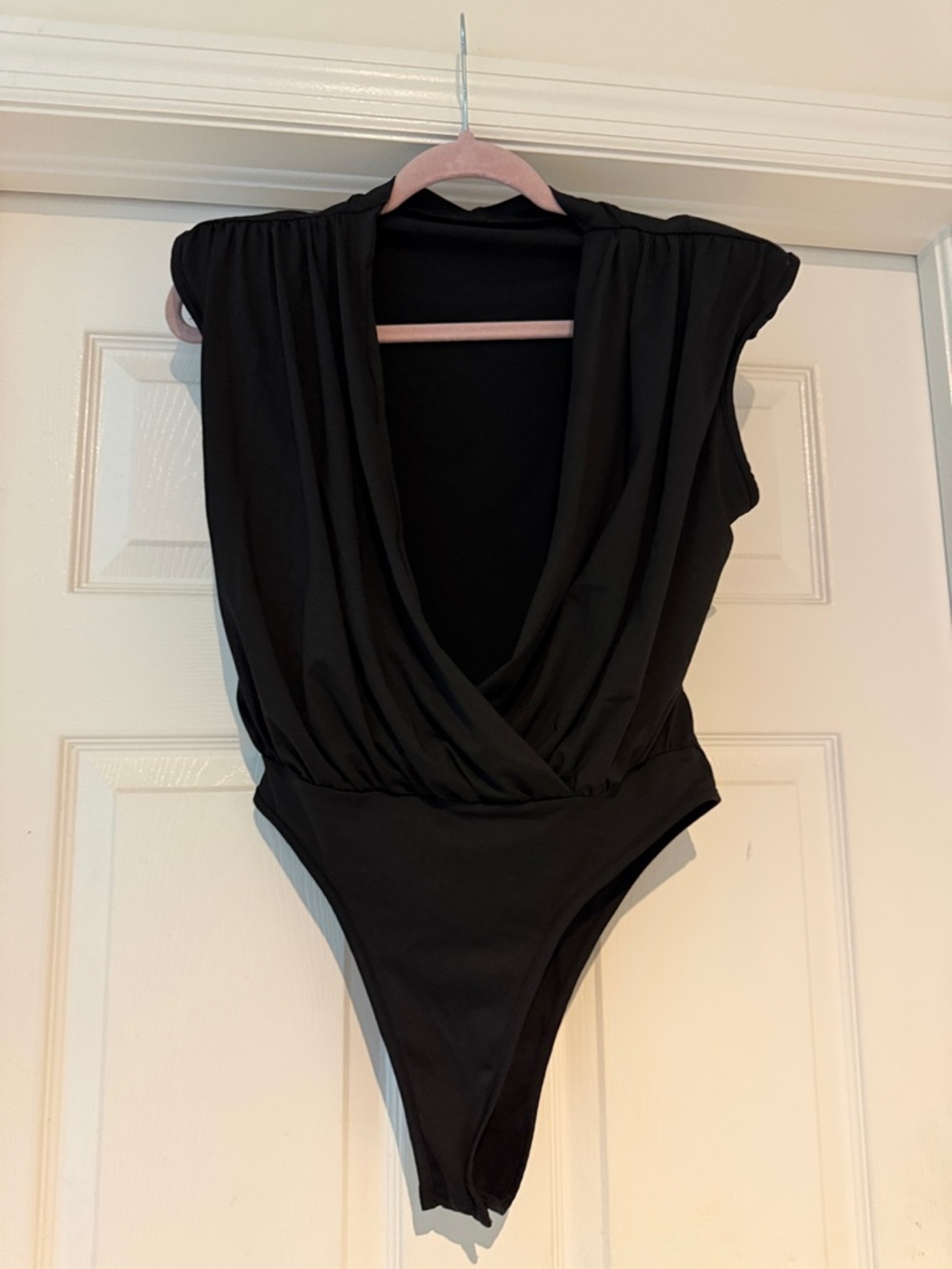 SHEIN Black Draped V-Neck Bodysuit